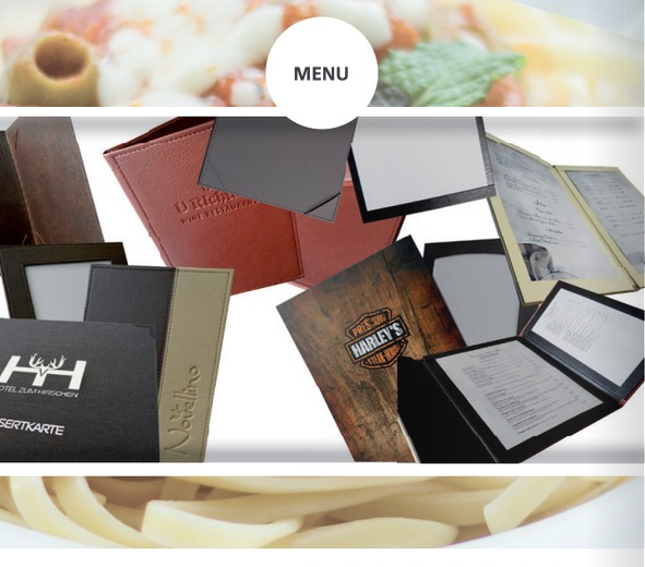 Handgemachte Menümappe mit individueller Logoprägung
